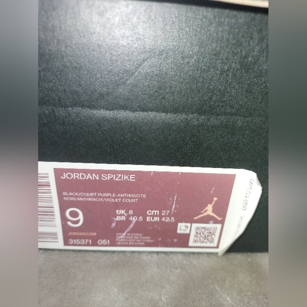 Jordan Spizike Black Court Purple Sneakers - Picture 14 of 14